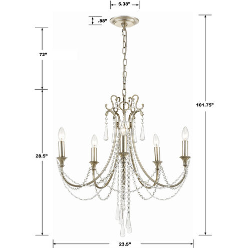 Arcadia 5 Light 23.5 inch Antique Silver Chandelier Ceiling Light
