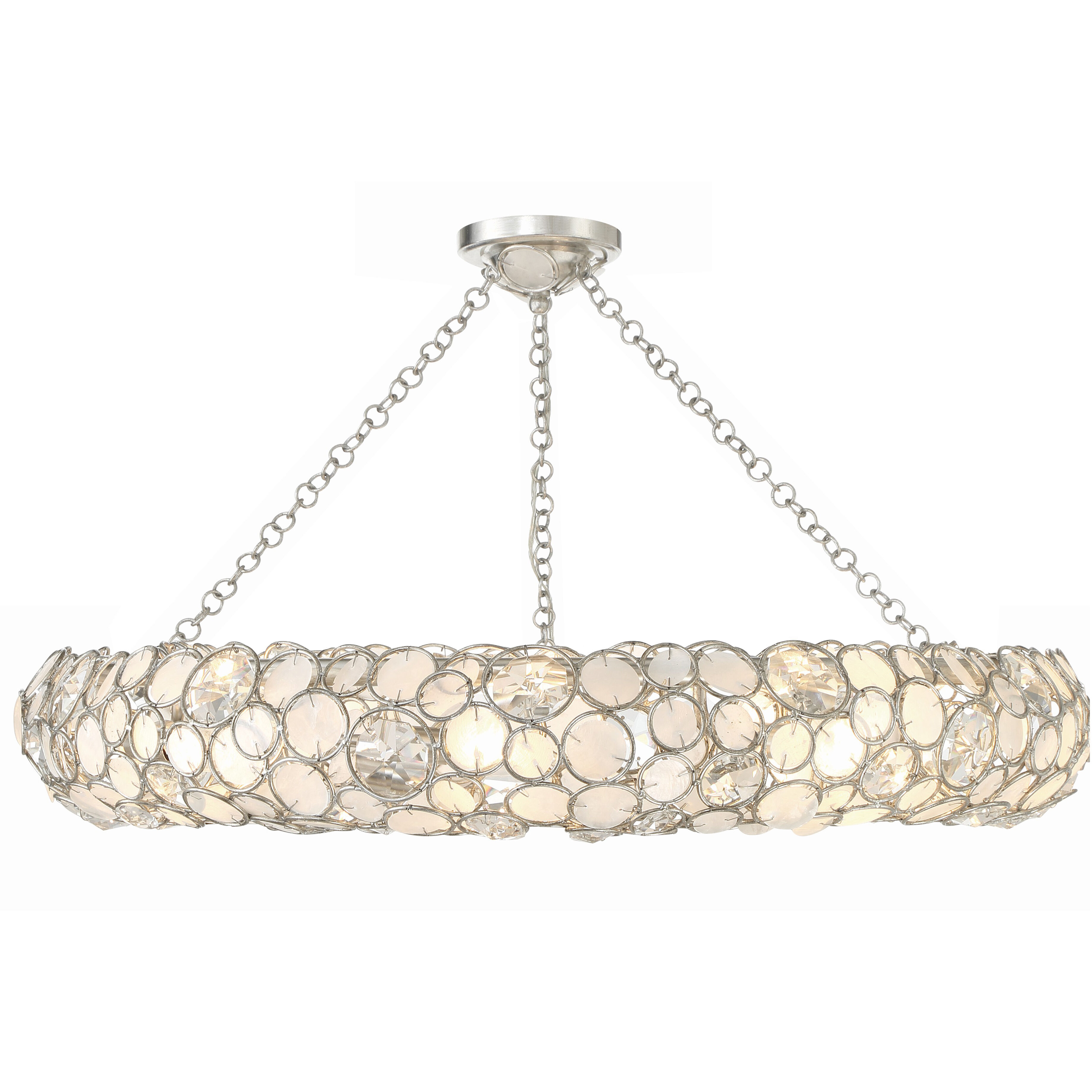 Palla 8 Light 32 inch Antique Silver Semi Flush Ceiling Light