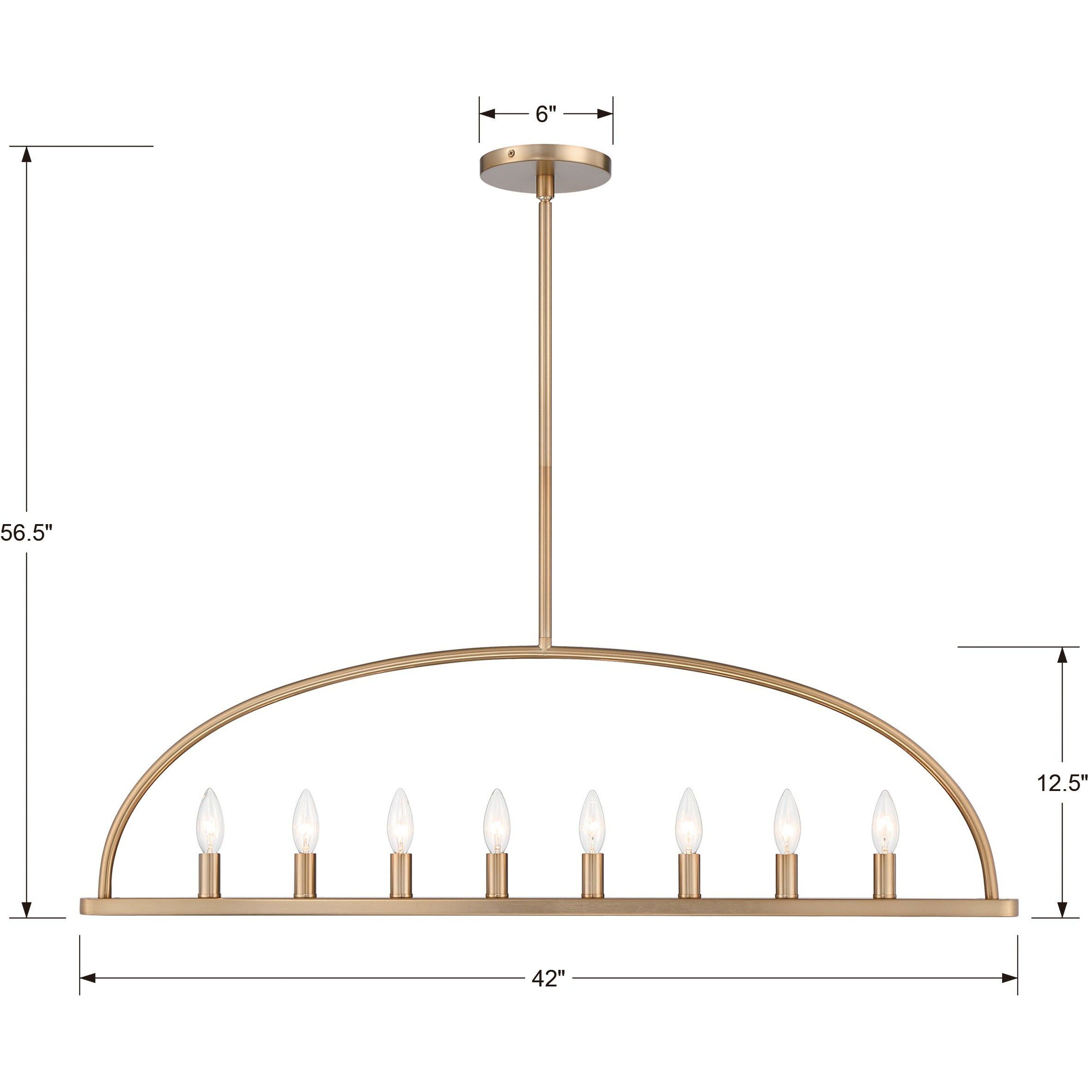 Abbott 8 Light 42 inch Vibrant Gold Linear Chandelier Ceiling Light