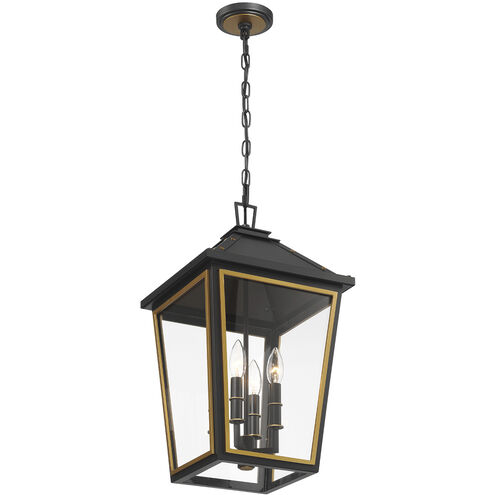 Hawkins 4 Light 12 inch Matte Black and Textured Gold Pendant Ceiling Light