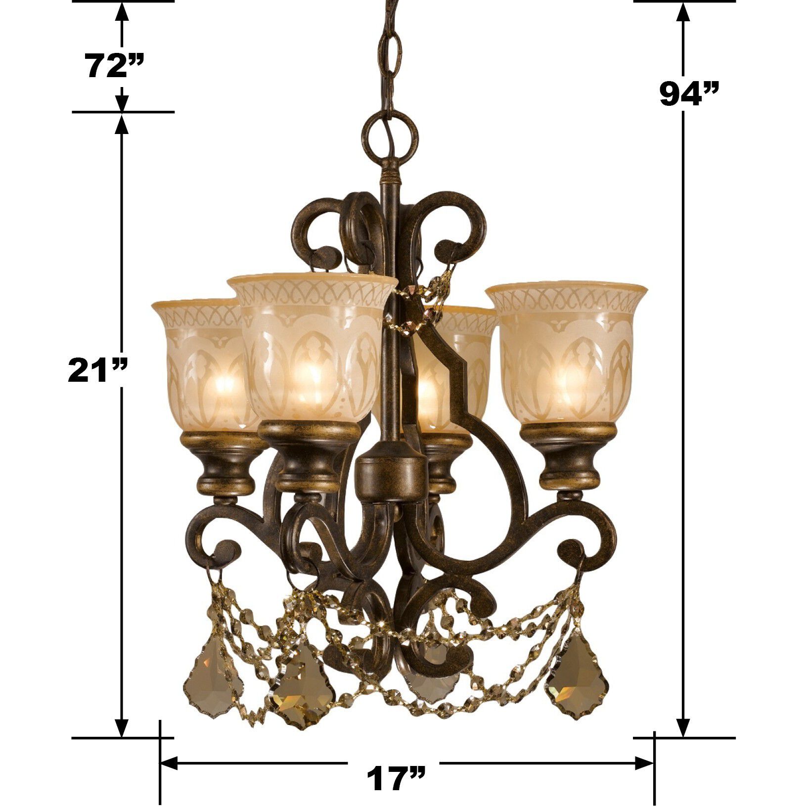Norwalk 4 Light 17 inch Bronze Umber Mini Chandelier Ceiling Light in Golden Teak Hand Cut