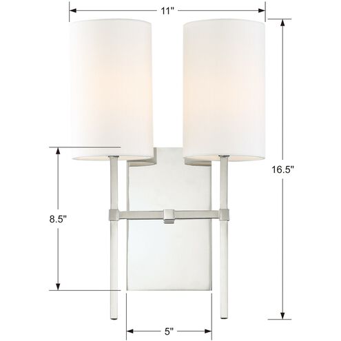 Veronica 2 Light 11 inch Polished Nickel Sconce Wall Light