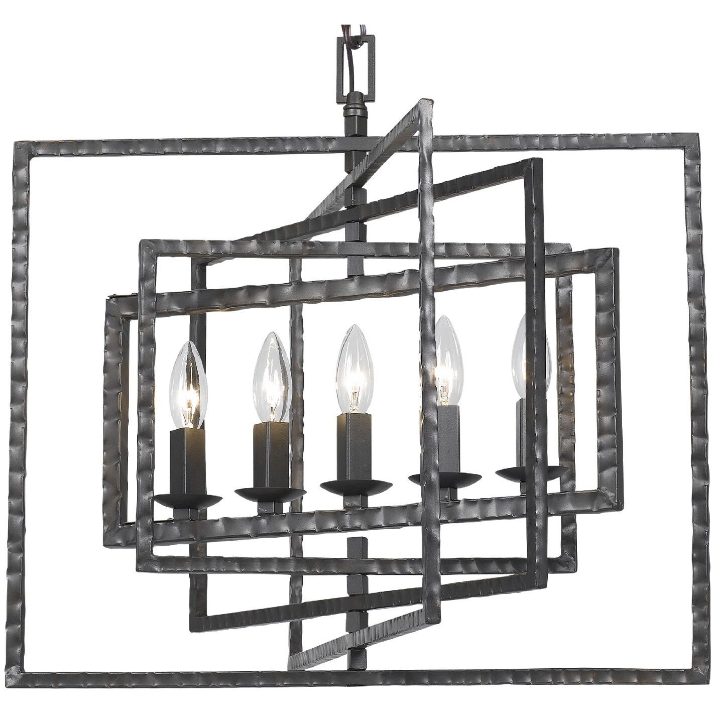 Capri 5 Light 24 inch Raw Steel Chandelier Ceiling Light