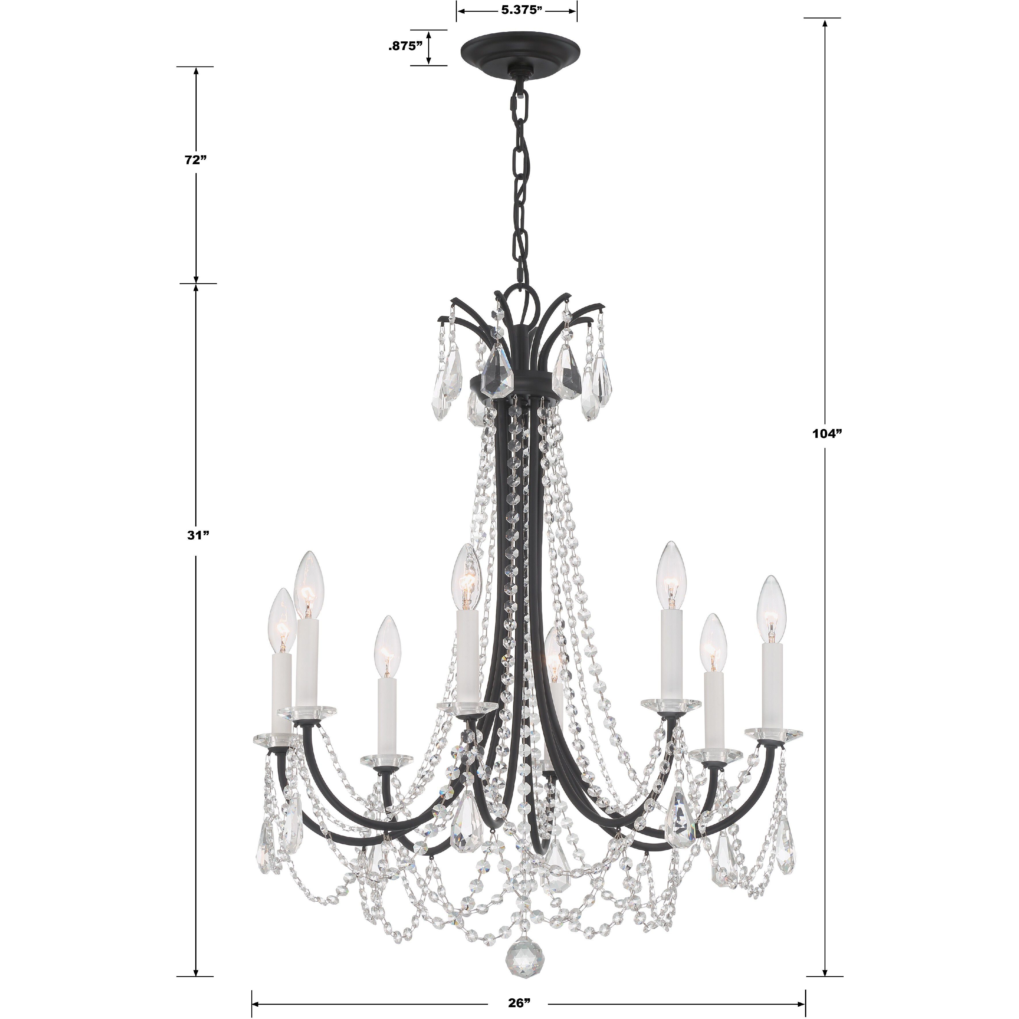Karrington 8 Light 26 inch Matte Black Chandelier Ceiling Light