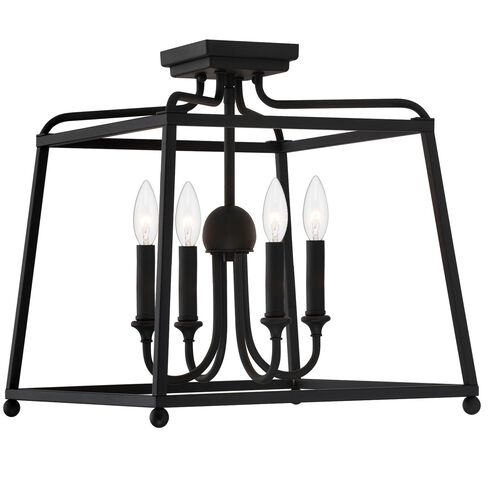 Sylvan 4 Light 16 inch Black Forged Semi Flush Ceiling Light