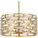 Meridian 6 Light 20 inch Antique Gold Semi Flush Ceiling Light