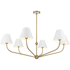 Xavier 6 Light 48 inch Vibrant Gold and White Chandelier Ceiling Light