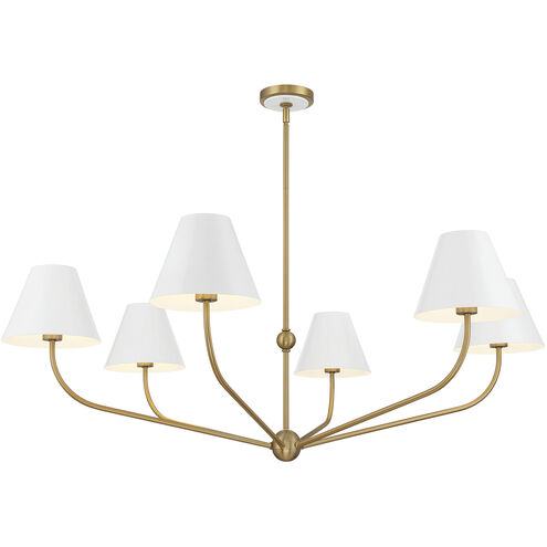 Xavier 6 Light 48 inch Vibrant Gold and White Chandelier Ceiling Light