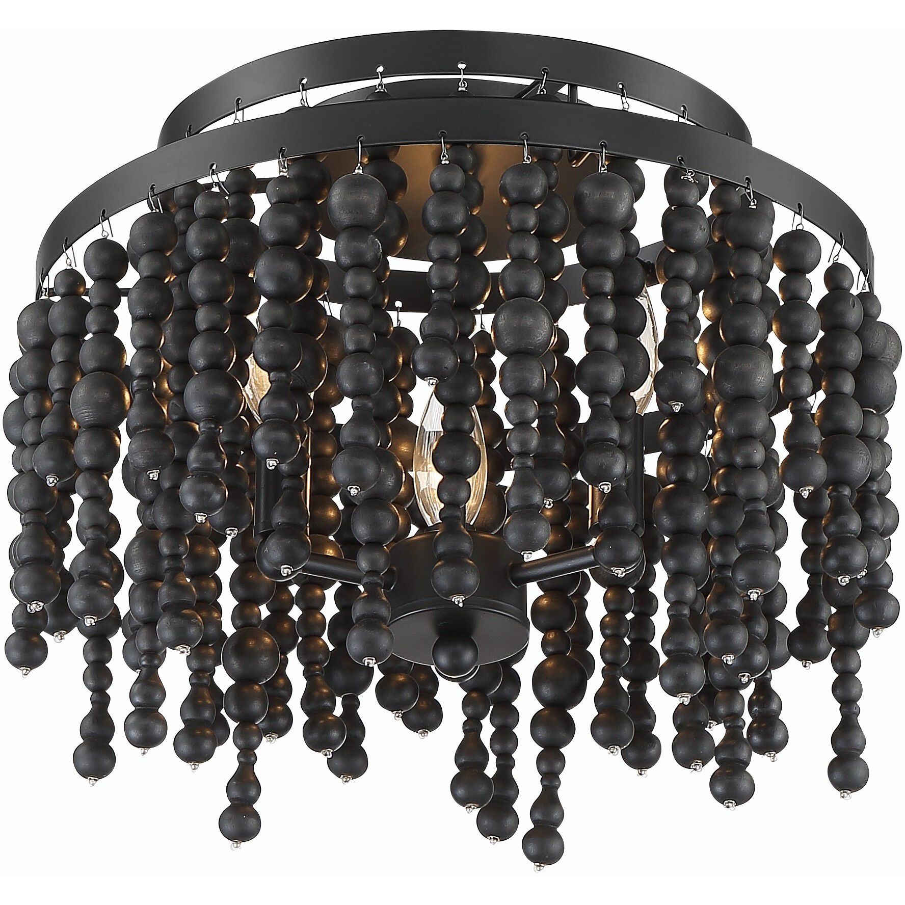 Poppy 3 Light 15 inch Matte Black Semi Flush Ceiling Light