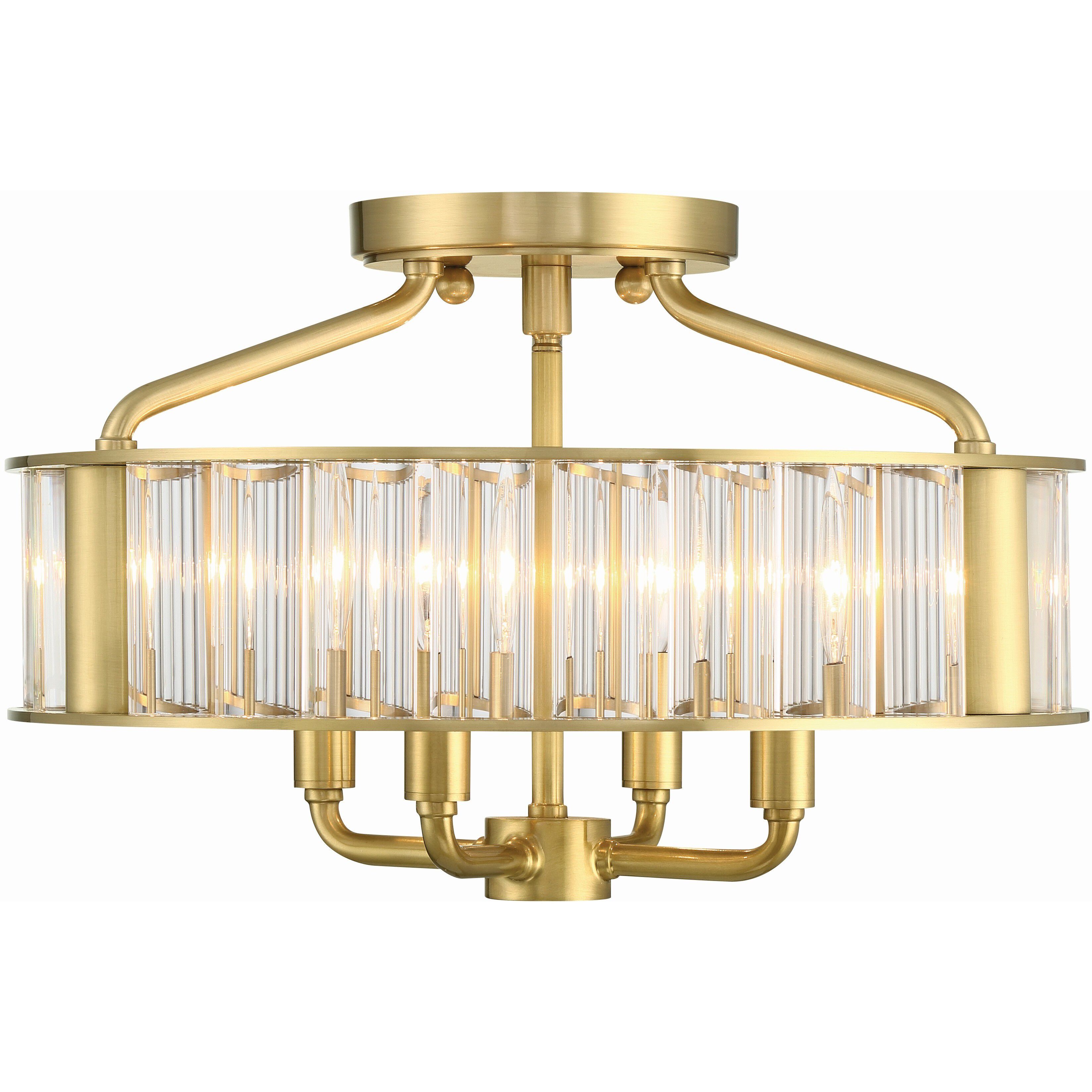 Farris 4 Light 16.5 inch Aged Brass Semi Flush Ceiling Light