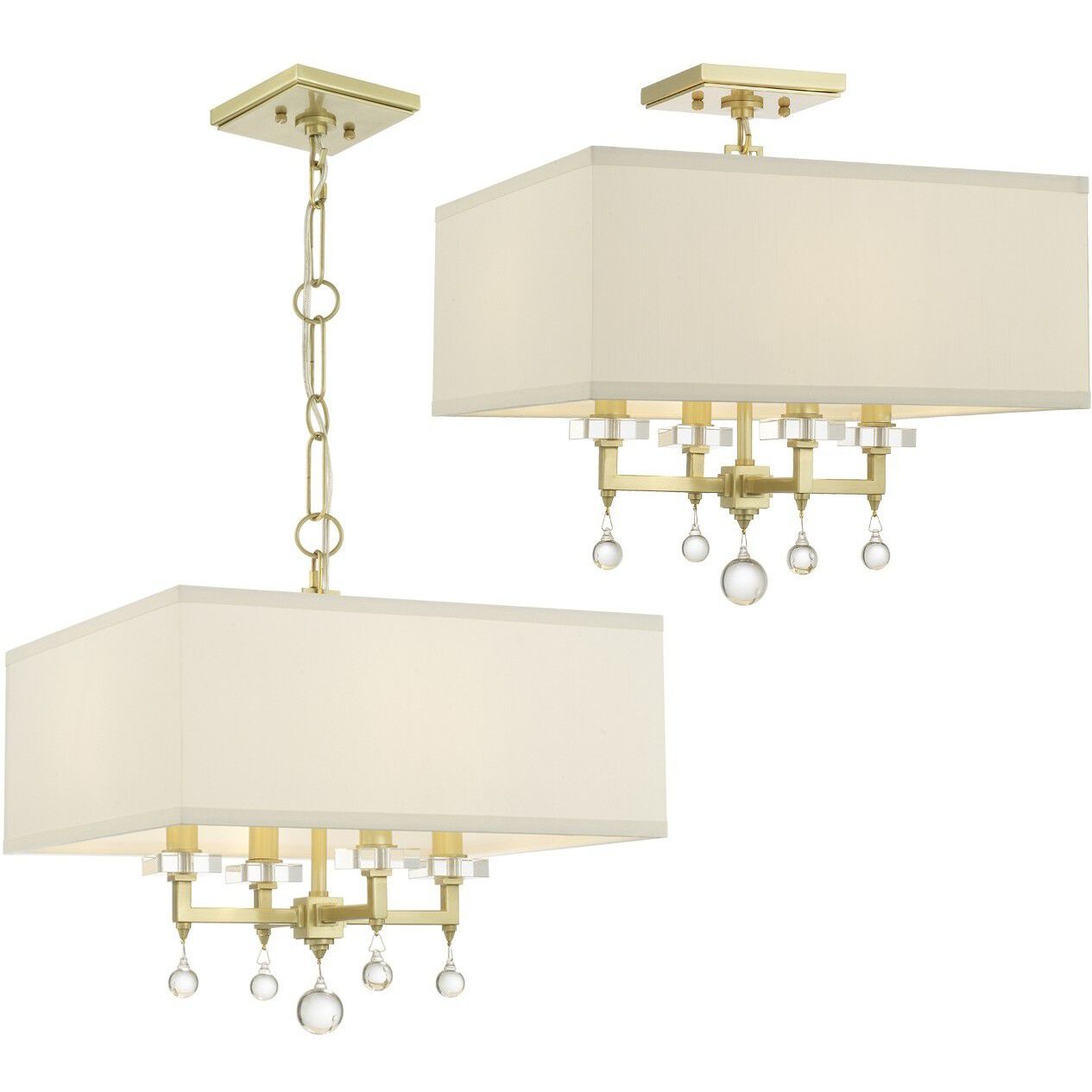 Paxton 4 Light 16 inch Aged Brass Semi Flush Ceiling Light
