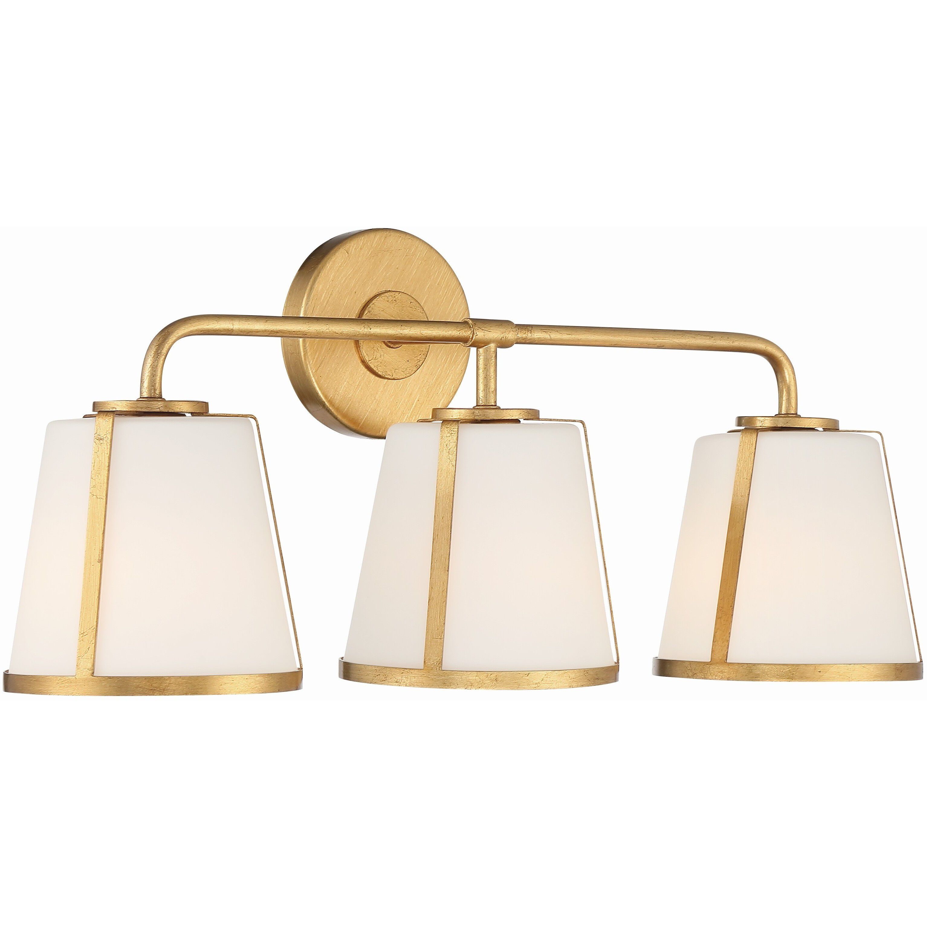 Fulton Bath Vanity Light Wall Light in Antique Gold, White