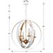 Luna 6 Light 21 inch Matte White and Antique Gold Chandelier Ceiling Light