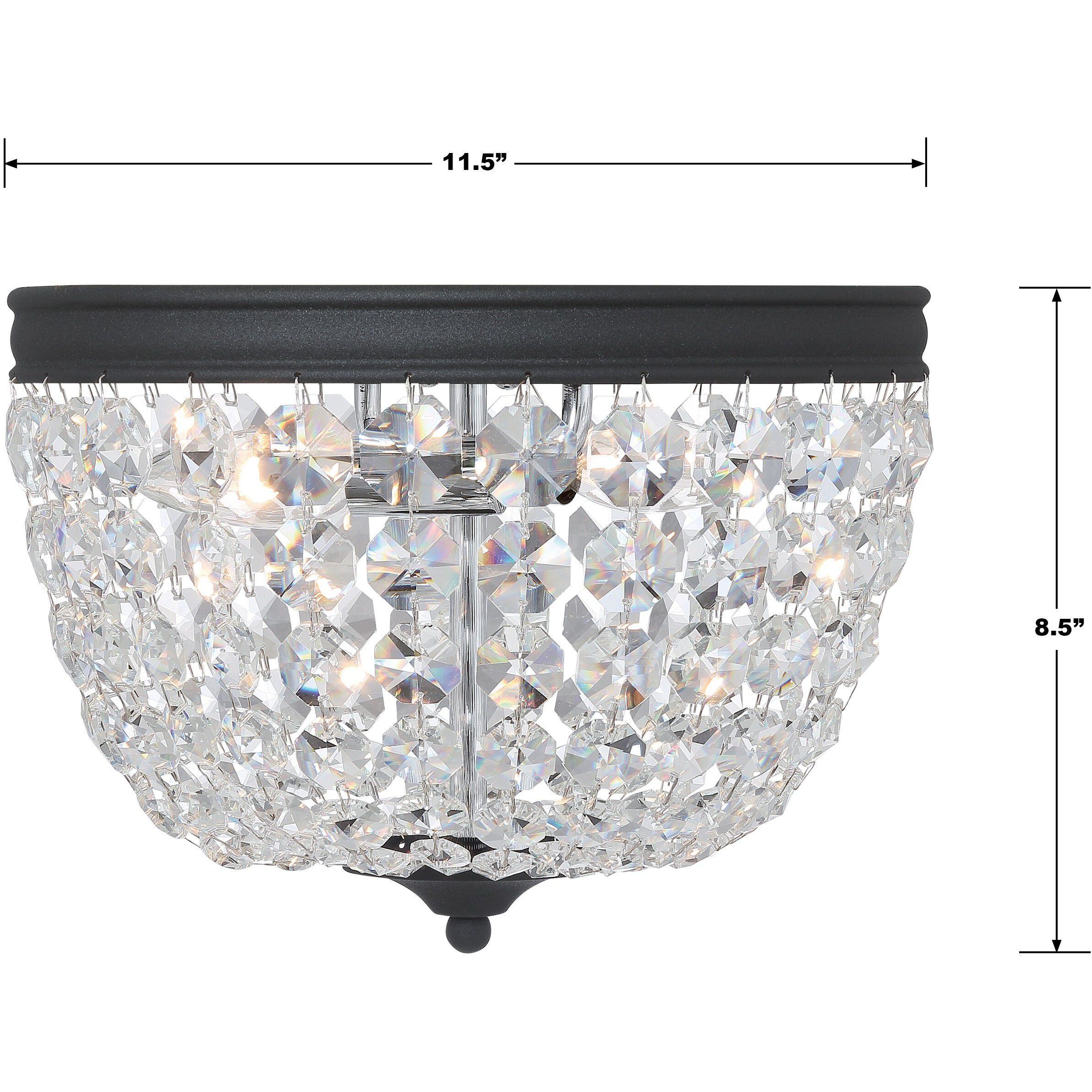 Nola 2 Light 11.5 inch Black Forged Flush Ceiling Light