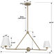 Xavier 2 Light 42 inch Vibrant Gold Linear Chandelier Ceiling Light in Vibrant Gold and White