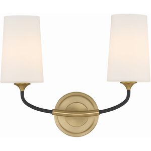 Niles 2 Light 15 inch Black Forged with Modern Gold Wall Sconce Wall Light