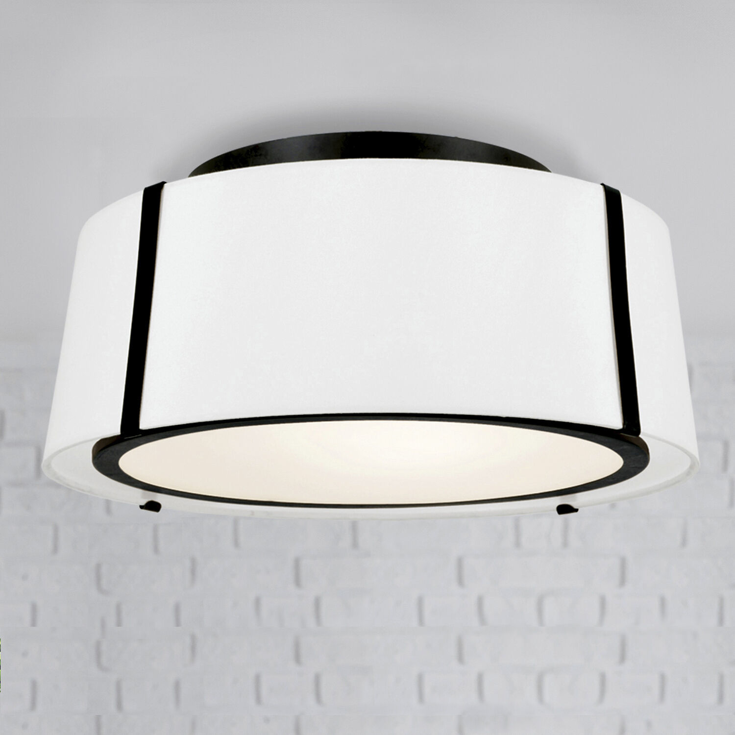 Fulton 3 Light 18 inch Black Semi Flush Ceiling Light