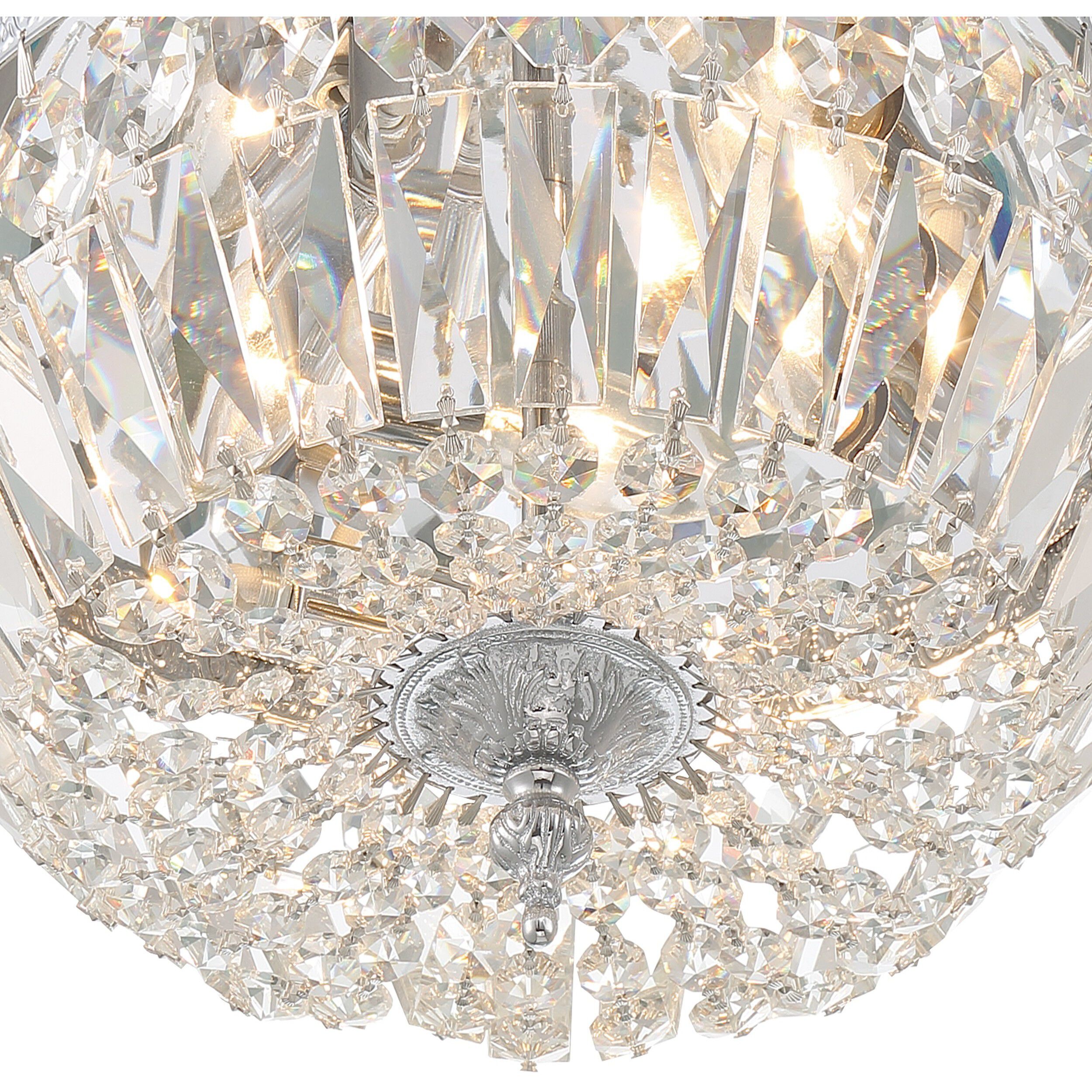 Waltham 3 Light 12 inch Polished Chrome Flush Ceiling Light in Clear Hand Cut