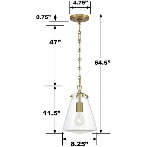 Voss 1 Light 8.25 inch Luxe Gold Mini Pendant Ceiling Light
