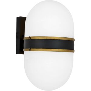 Capsule 1 Light 10 inch Matte Black and Textured Gold Outdoor Sconce, Brian Patrick Flynn