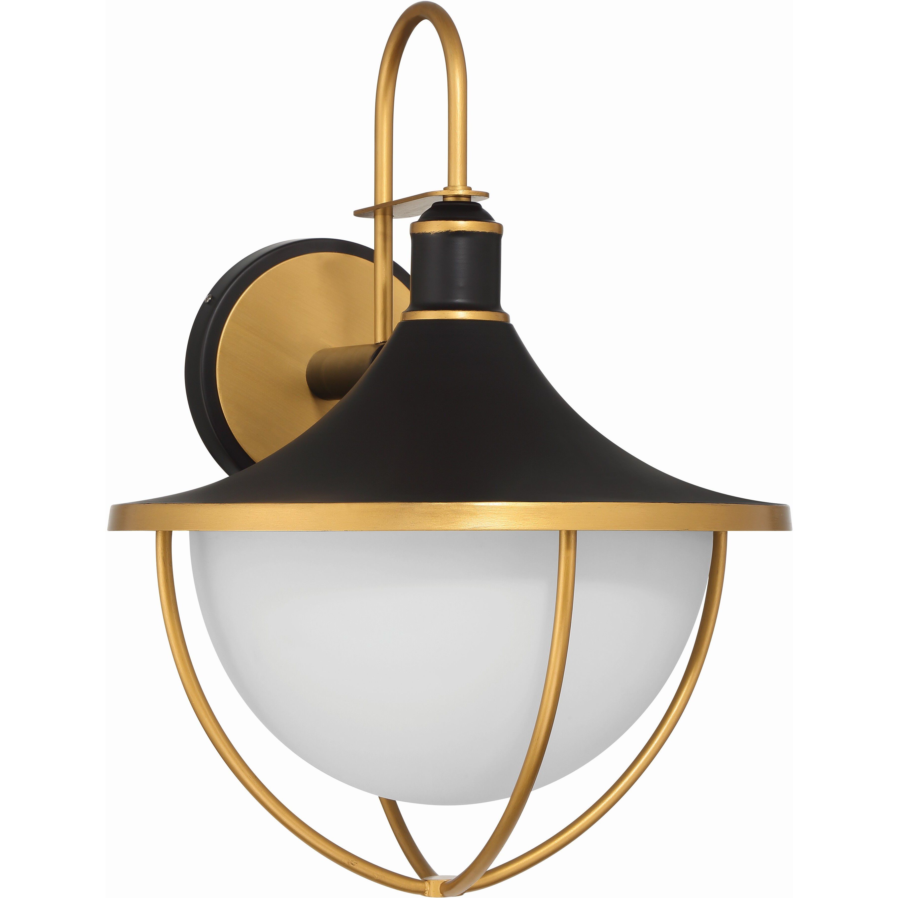 Atlas 3 Light 22 inch Matte Black/Textured Gold Outdoor Sconce