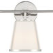 Fulton Bath Vanity Light Wall Light in Polished Nickel, White