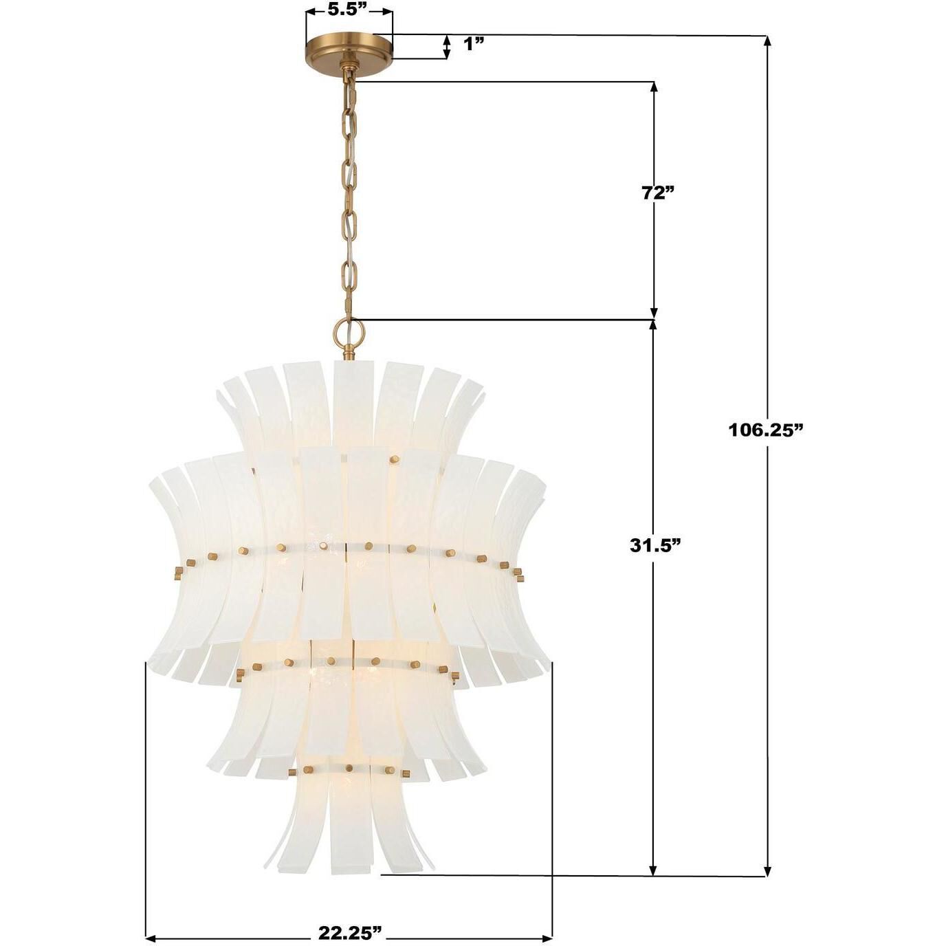Abigail 13 Light 22.25 inch Aged Brass Chandelier Ceiling Light in White