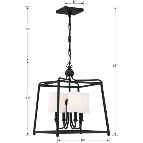 Sylvan 4 Light 16 inch Black Forged Mini Chandelier Ceiling Light