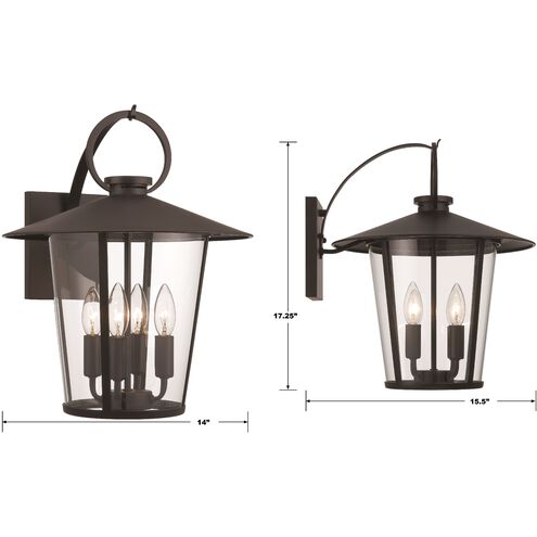 Andover 4 Light 14 inch Matte Black Sconce Wall Light in Clear
