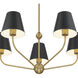Xavier 5 Light 28 inch Vibrant Gold Chandelier Ceiling Light in Vibrant Gold and Matte Black