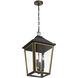 Hawkins 4 Light 12 inch Matte Black and Textured Gold Outdoor Pendant
