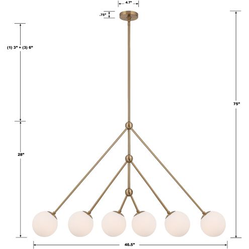 Omni 6 Light 46.5 inch Aged Brass Chandelier Ceiling Light