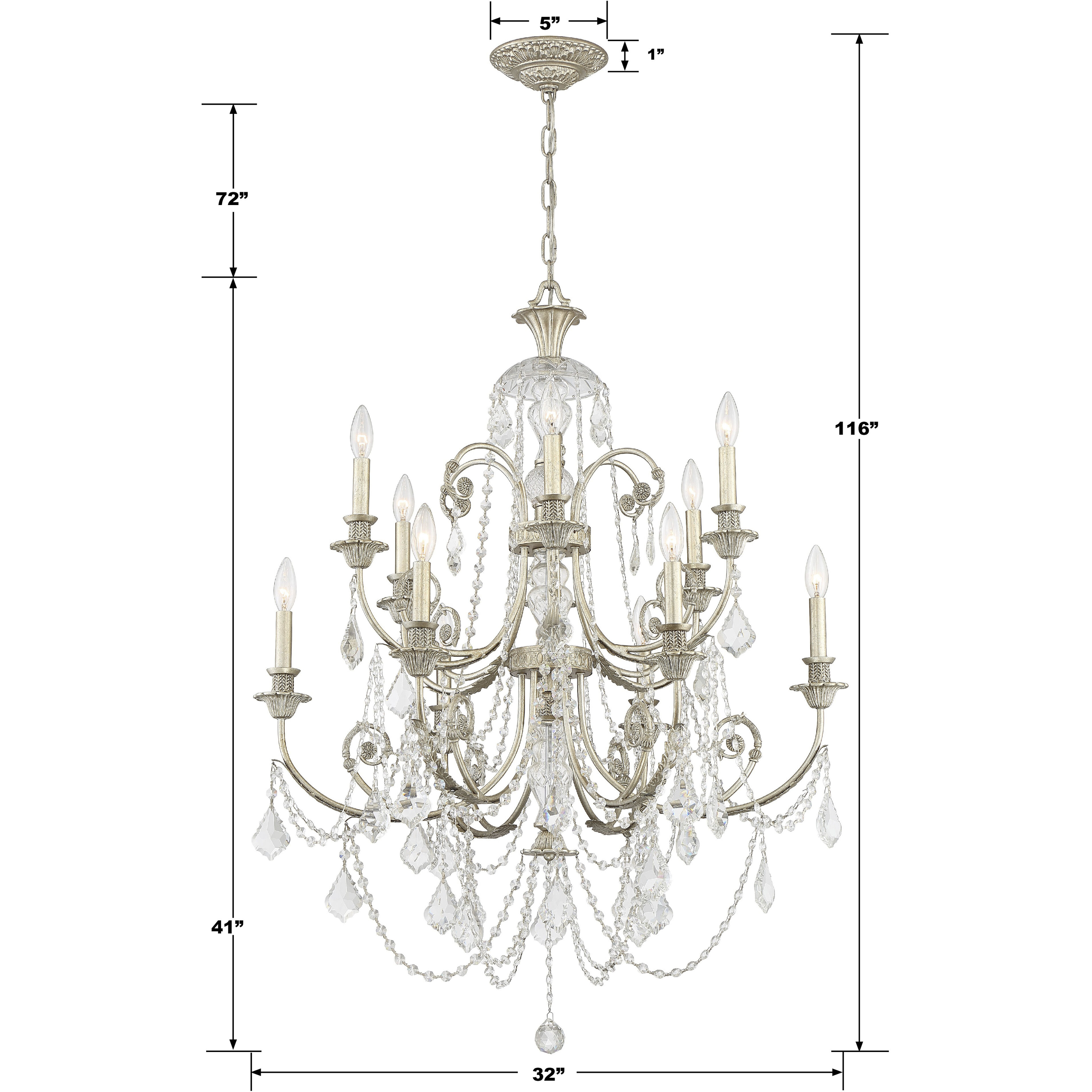 Regis 12 Light 32 inch Olde Silver Chandelier Ceiling Light in Clear Hand Cut