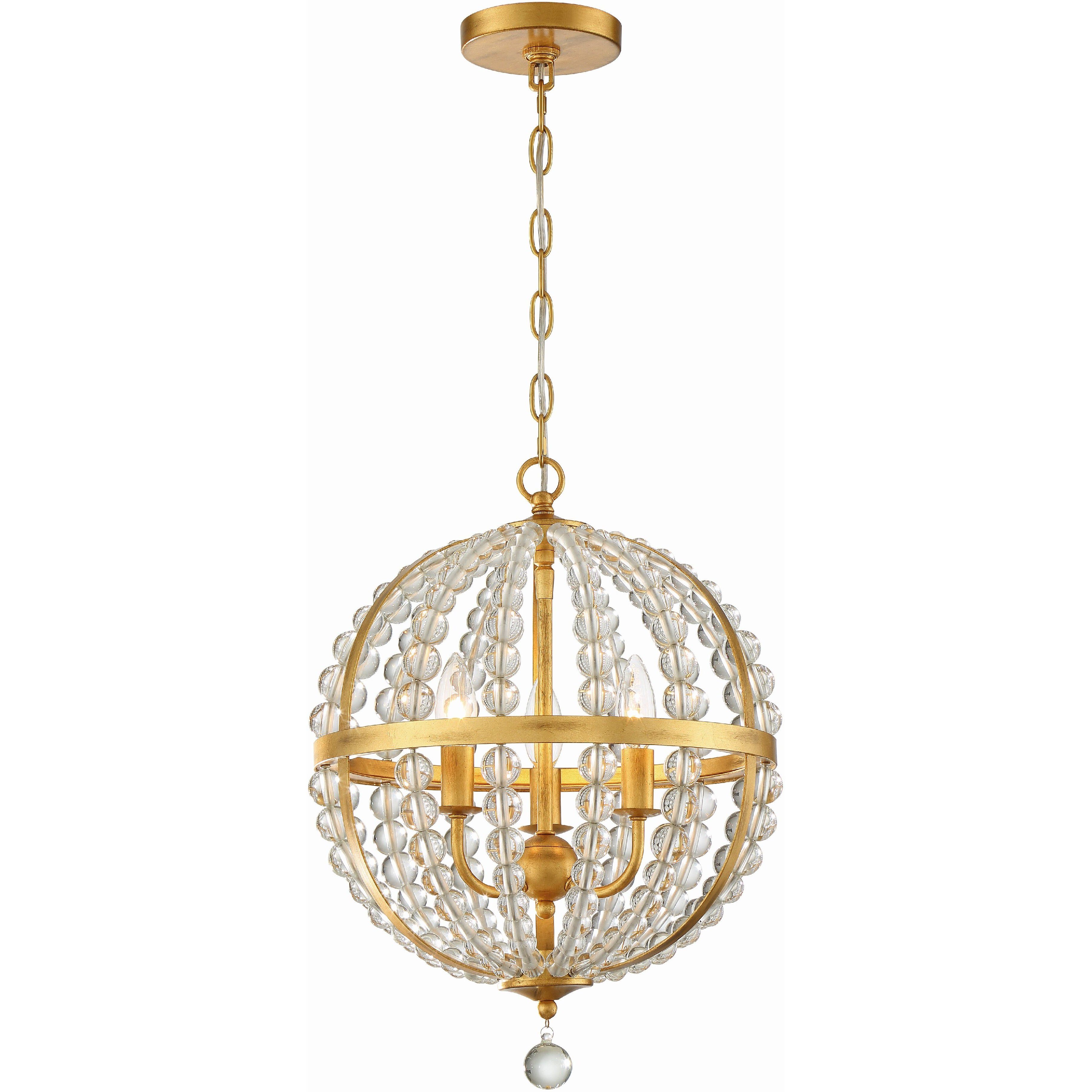 Roxy 3 Light 14 inch Antique Gold Mini Chandelier Ceiling Light