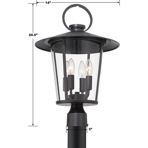 Andover 4 Light 20.5 inch Matte Black Post in Clear