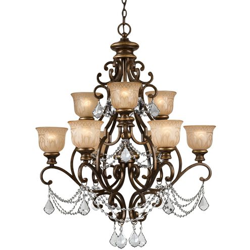Norwalk 9 Light 34 inch Bronze Umber Chandelier Ceiling Light in Clear Spectra