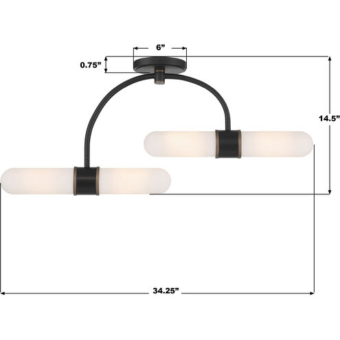 Capsule 4 Light 34.25 inch Matte Black and Textured Gold Semi Flush Ceiling Light