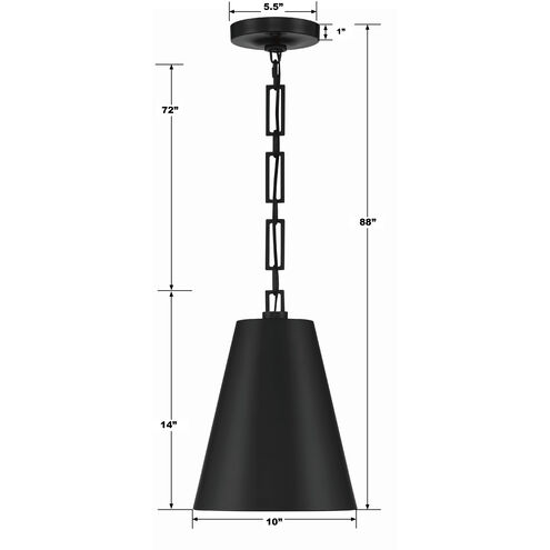 Alston 2 Light 10 inch Matte Black/Antique Gold Mini Pendant Ceiling Light in Matte Black and Antique Gold