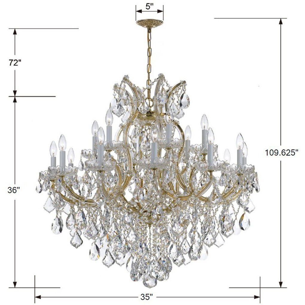 Crystorama 4418 GD CL S Maria Theresa 19 Light 38 inch Gold Chandelier Ceiling Light in Clear Swarovski Strass