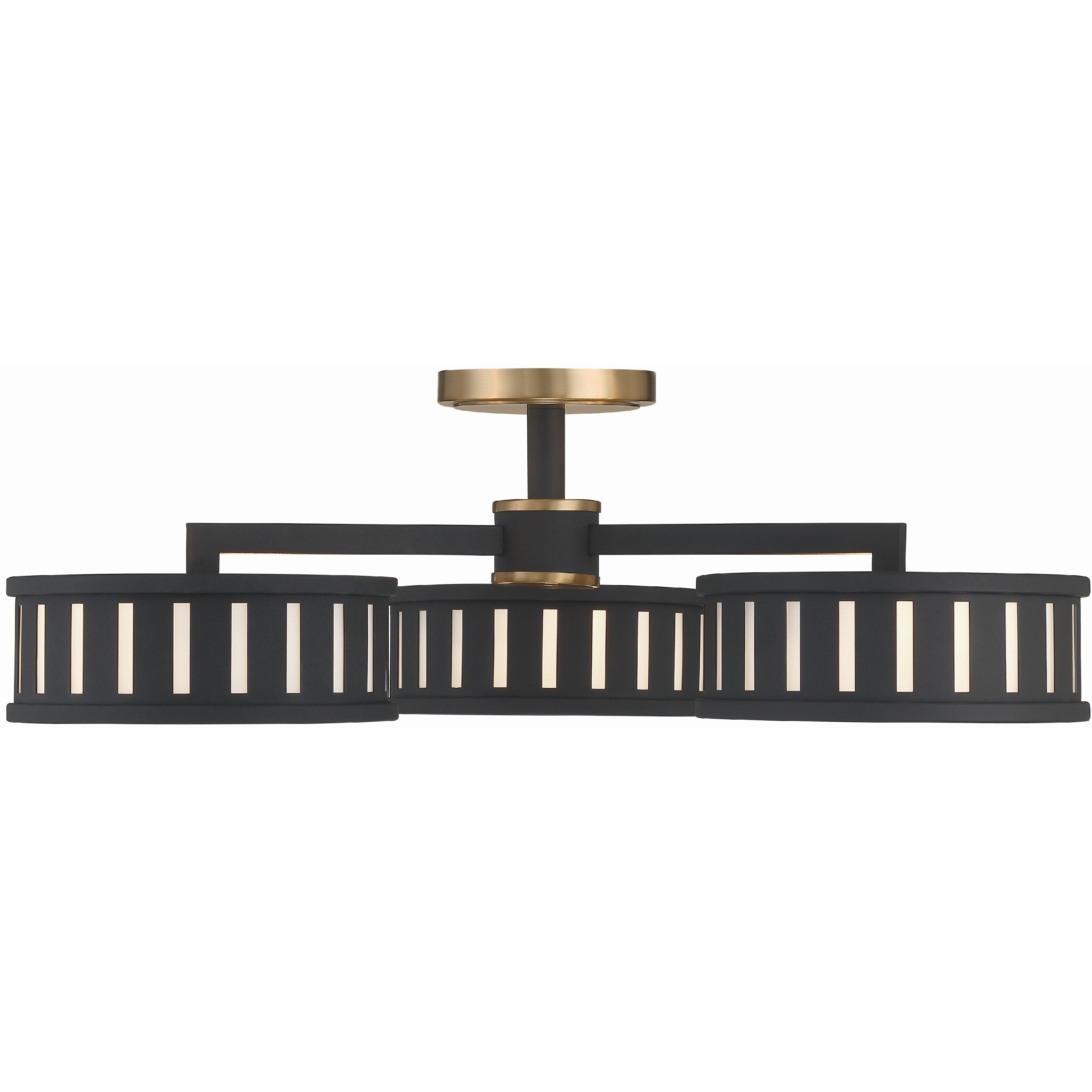 Kendal 6 Light 29.25 inch Vibrant Gold and Black Forged Semi Flush Ceiling Light