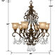 Norwalk 6 Light 28 inch Bronze Umber Chandelier Ceiling Light in Clear Swarovski Strass