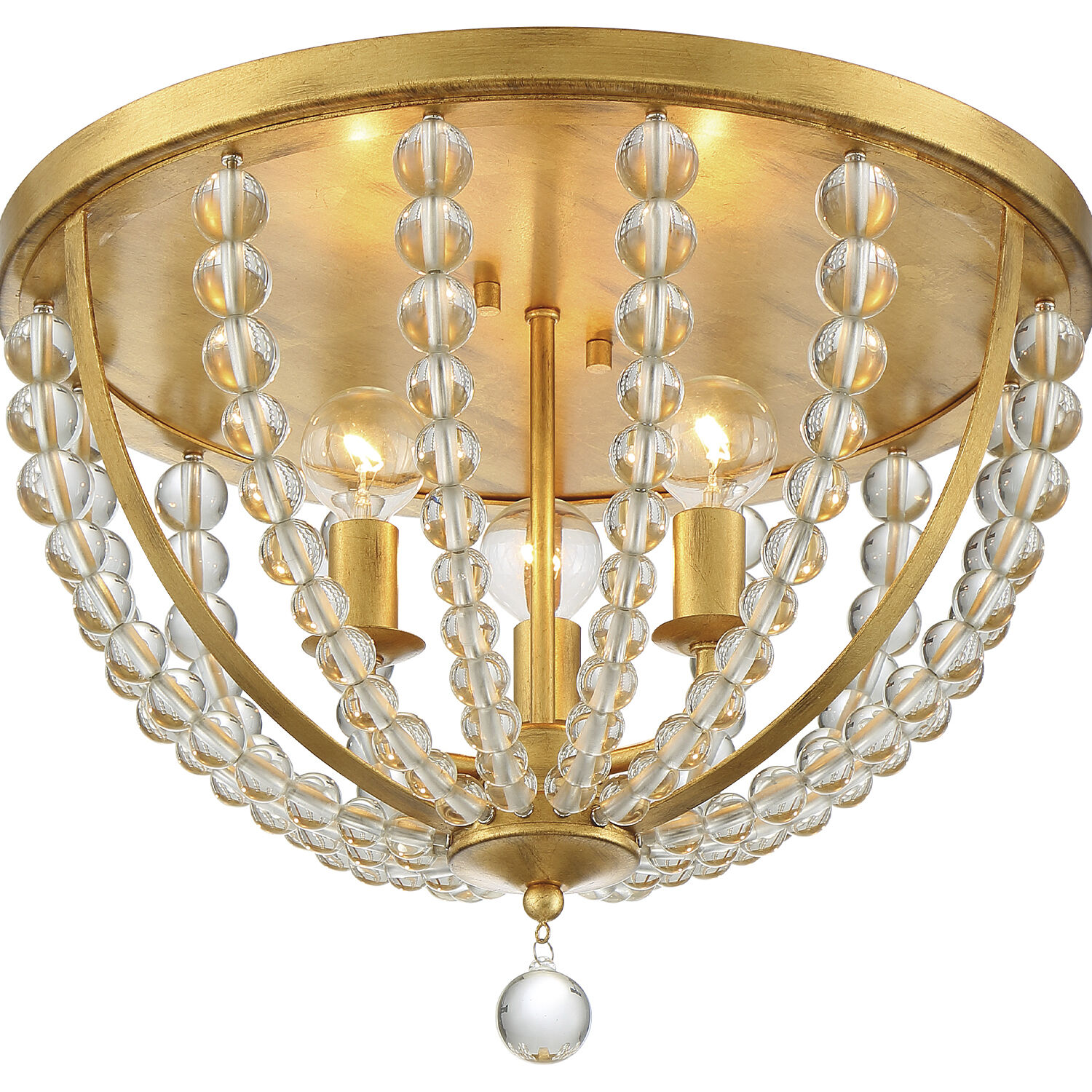 Roxy 3 Light 16.5 inch Antique Gold Flush Ceiling Light