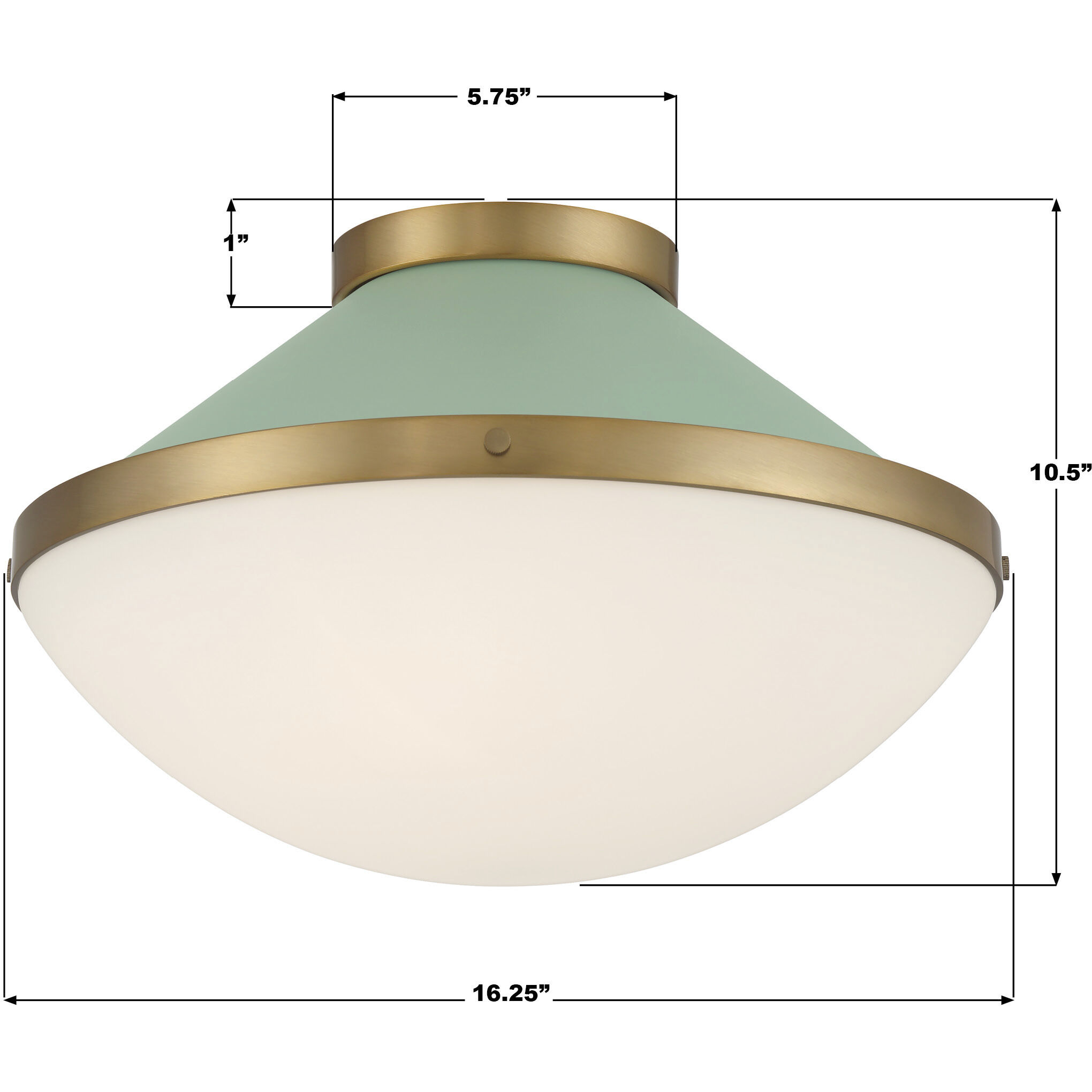 Xander 2 Light 16.25 inch Vibrant Gold Flush Ceiling Light in Vibrant Gold and Green