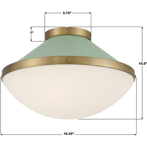 Xander 2 Light 16.25 inch Vibrant Gold and Green Flush Mount Ceiling Light