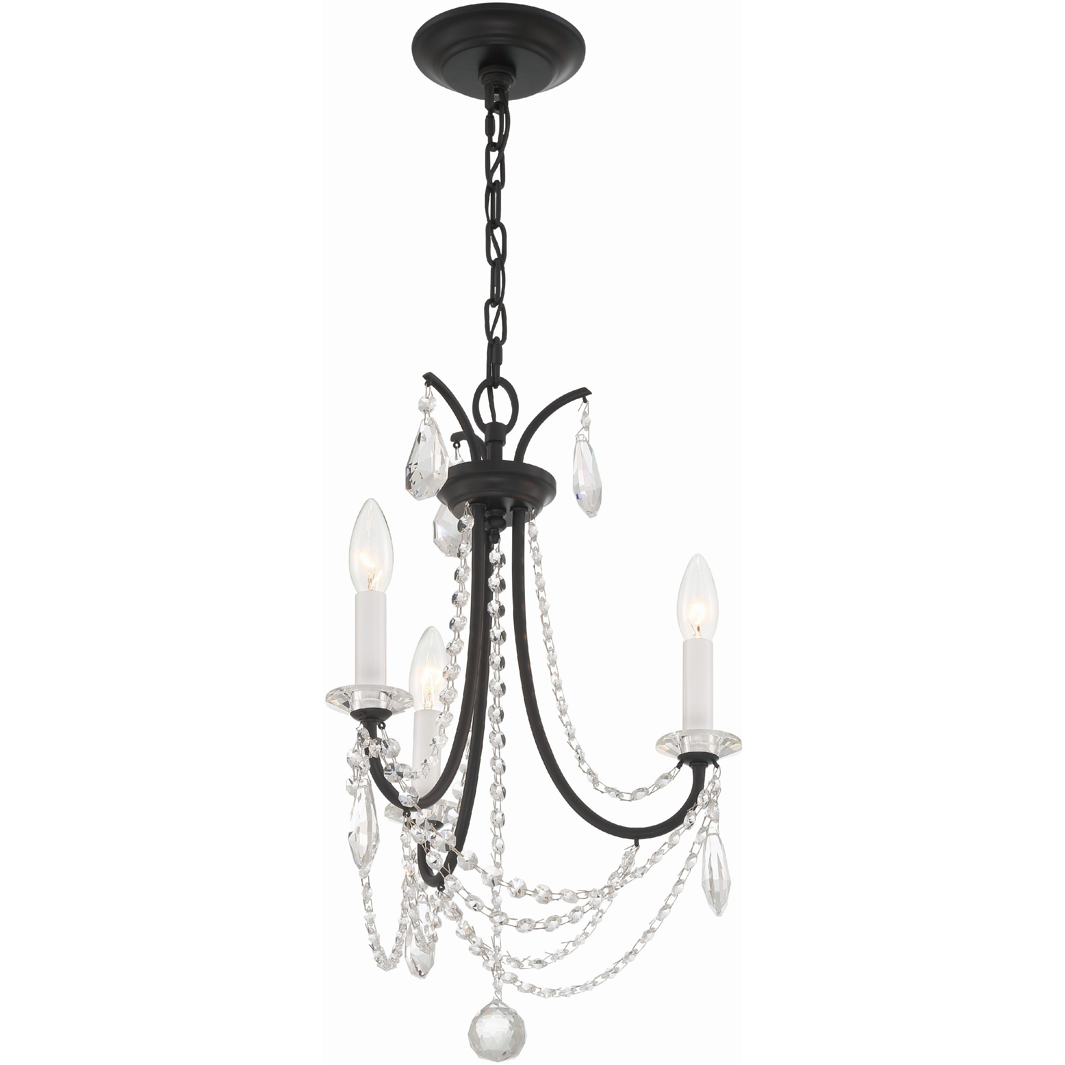 Karrington 3 Light 14 inch Matte Black Mini Chandelier Ceiling Light