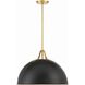 Soto 1 Light 20 inch Matte Black and Antique Gold Pendant Ceiling Light