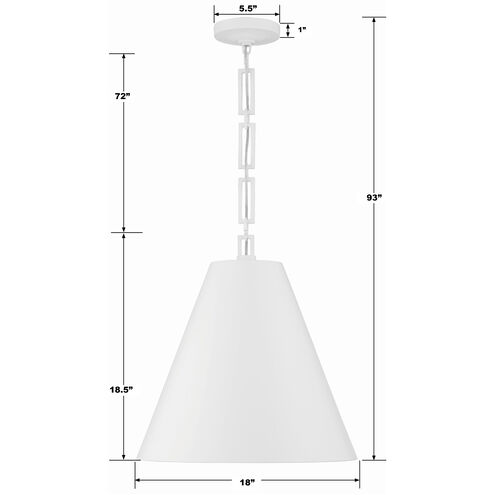 Alston 3 Light 18 inch Matte White/Antique Gold Pendant Ceiling Light in Matte White and Antique Gold