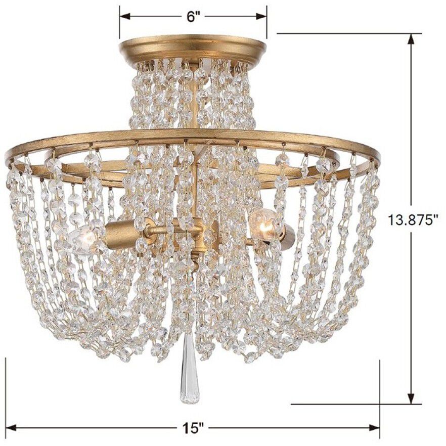 Arcadia 3 Light 15 inch Antique Gold Semi Flush Ceiling Light