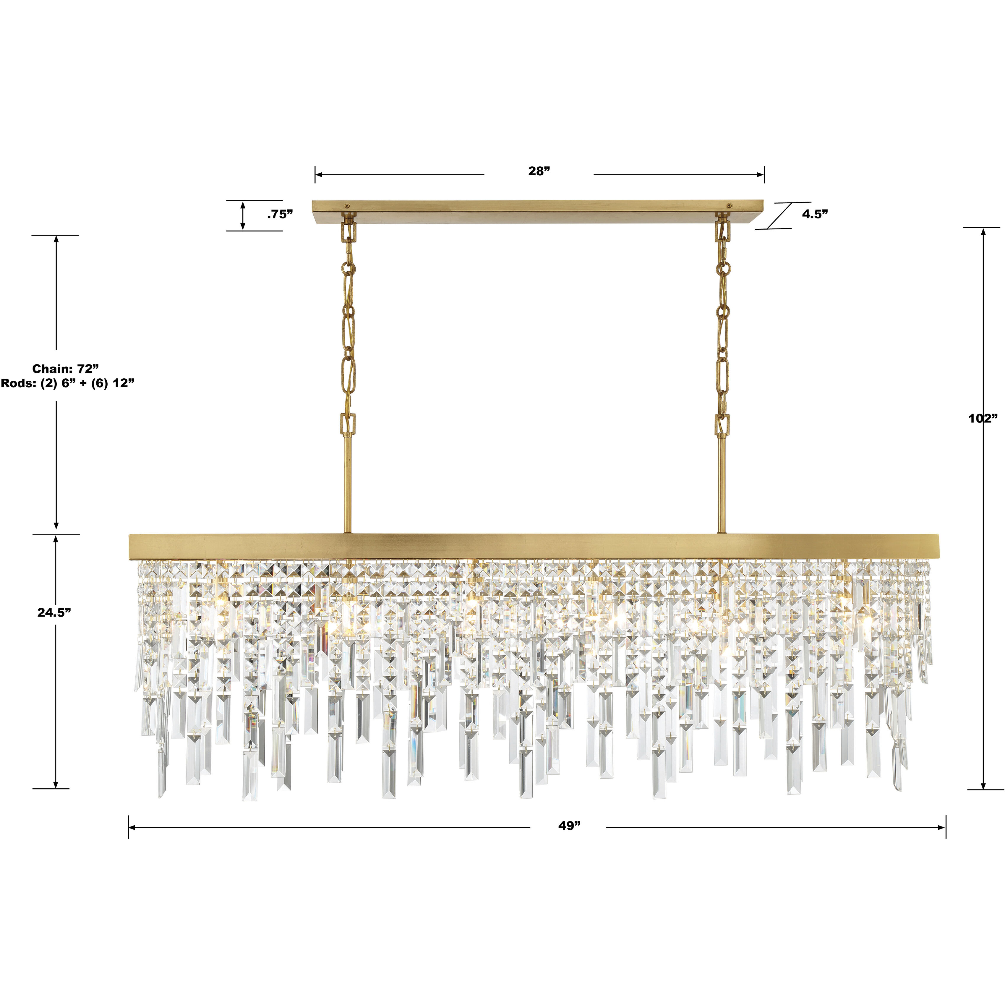 Crystorama WIN-217-GA-CL-MWP Winfield 6 Light 49 inch