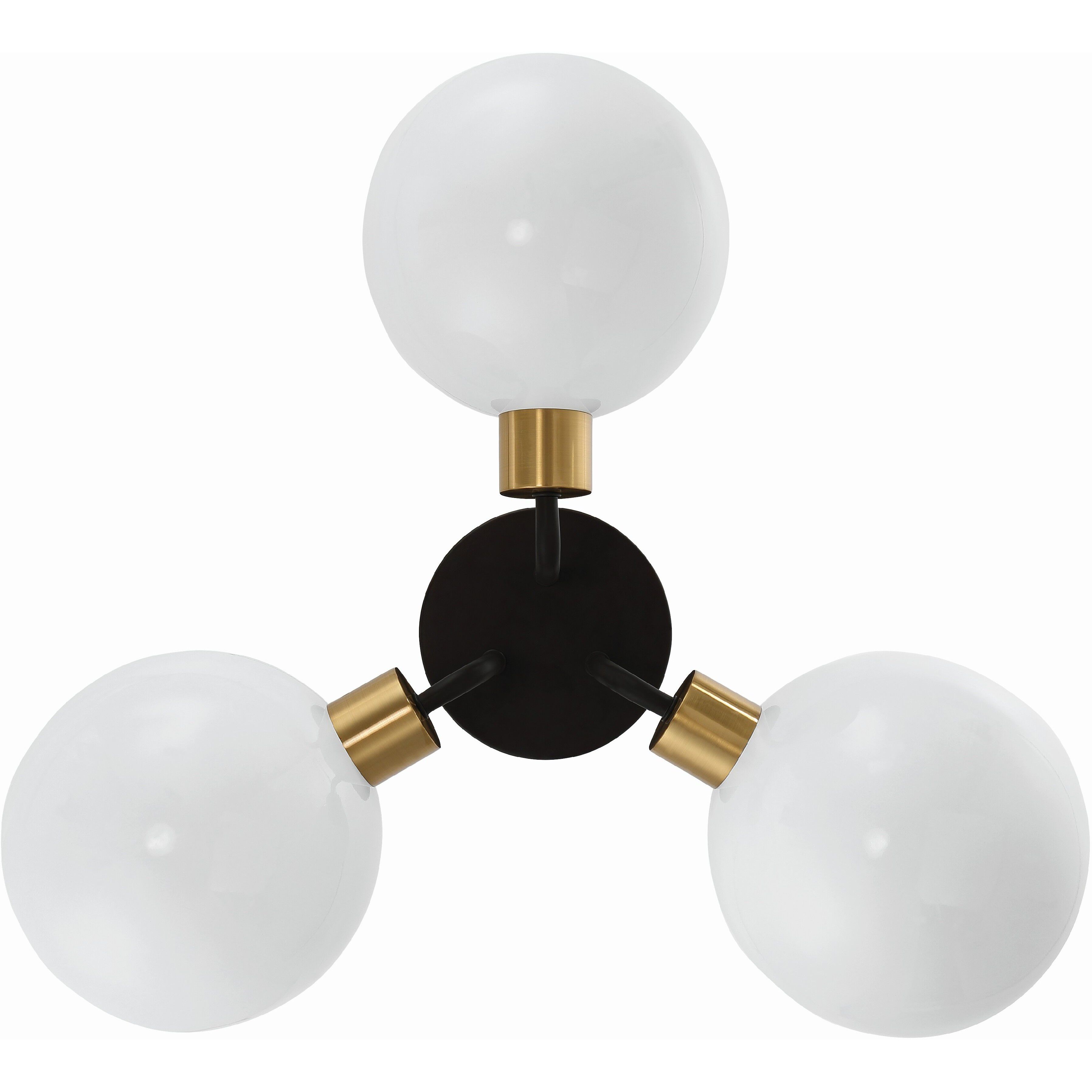 Gigi 3 Light 22.75 inch Black/Aged Brass Semi Flush Ceiling Light